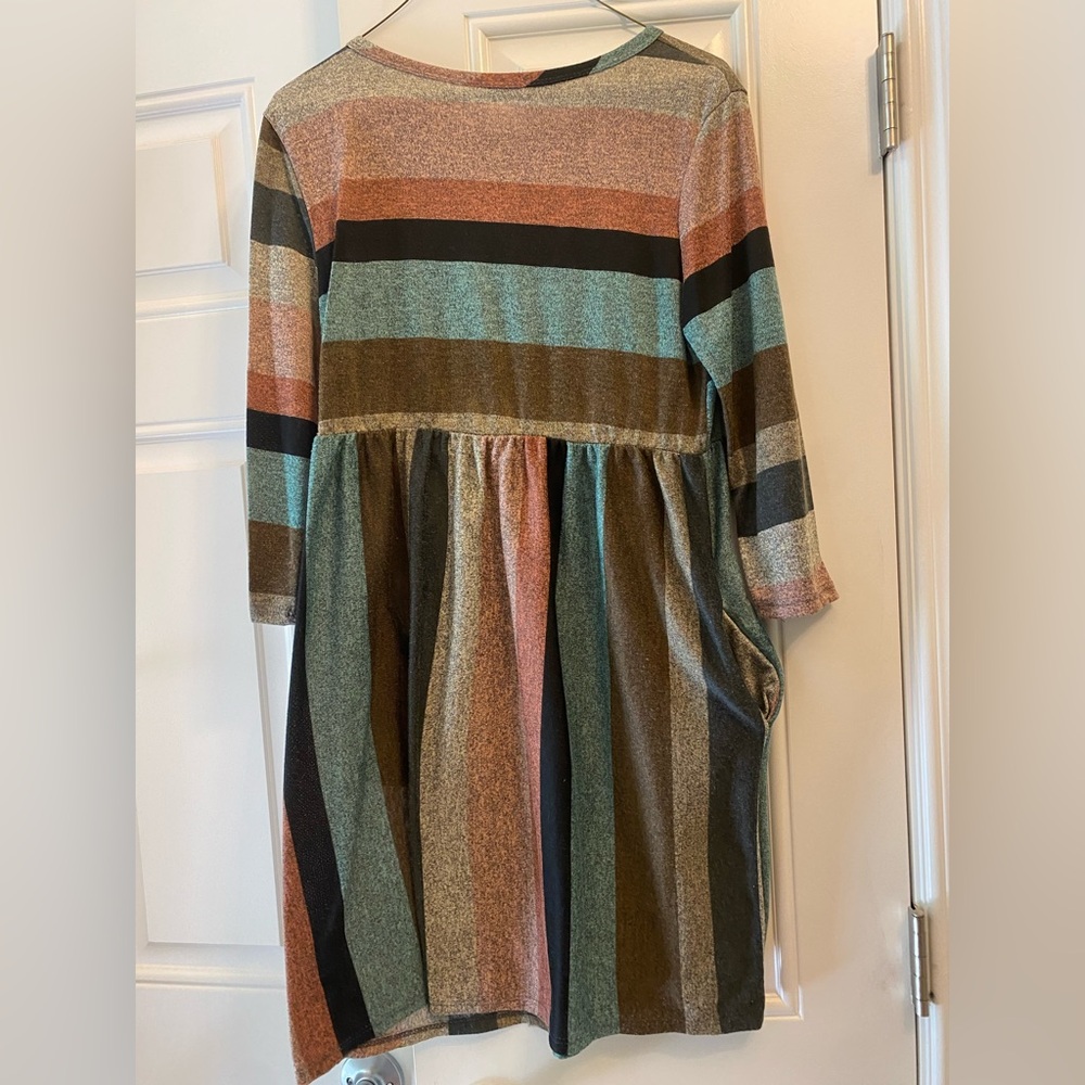 Women’s Striped Multicolor Dress - Picture 2 of 6